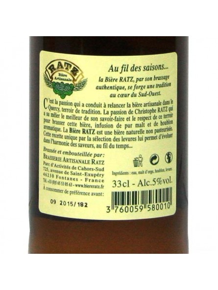 Bière RATZ Blonde cl Vente Bières RATZ Mémé du Quercy