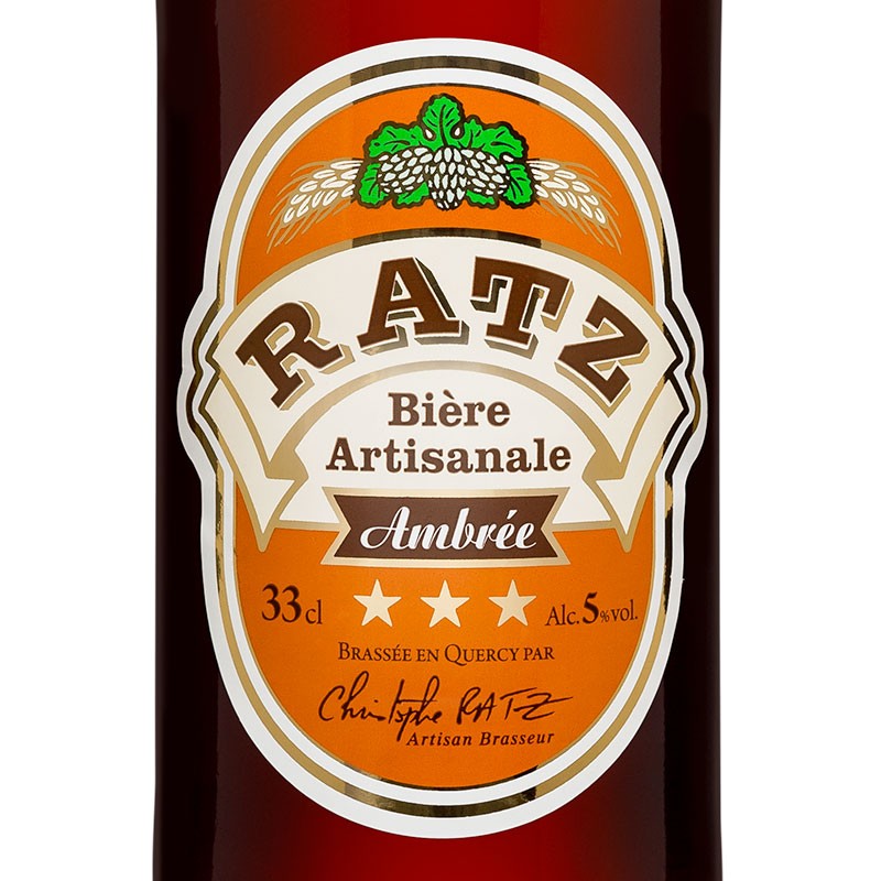 étiquette bière ambrée ratz