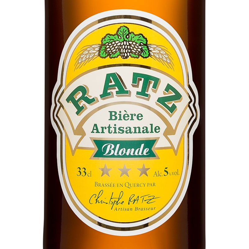 étiquette bière ratz blonde 33 cl
