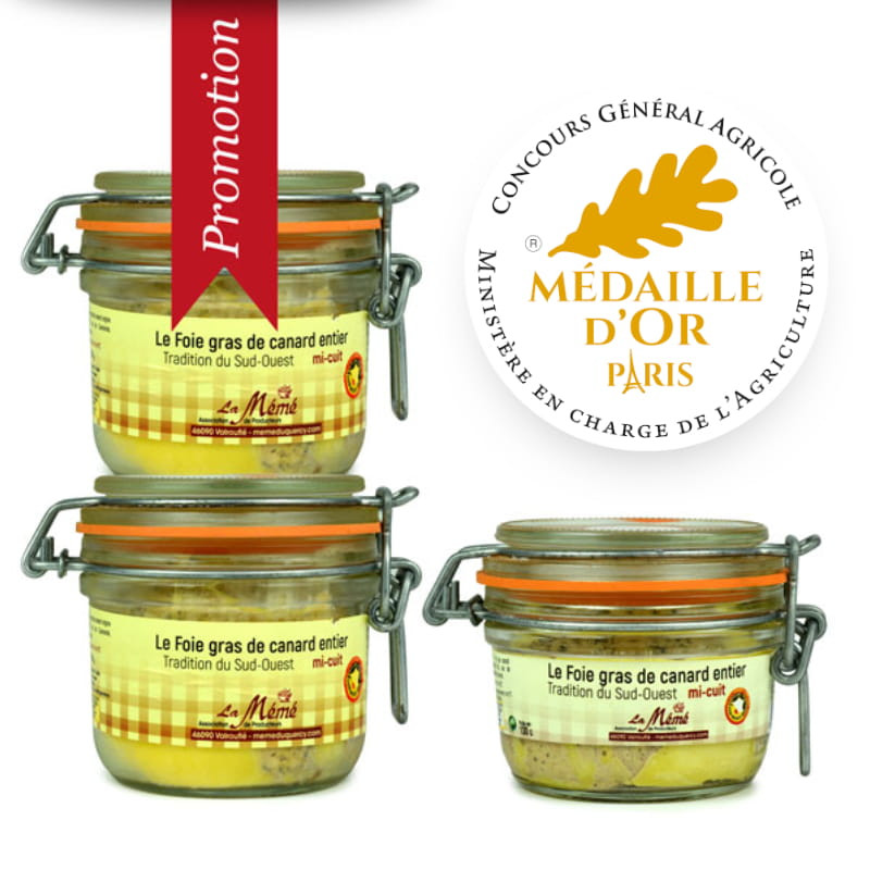 Promotion 3 foie gras de canard du sud ouest entier mi-cuit