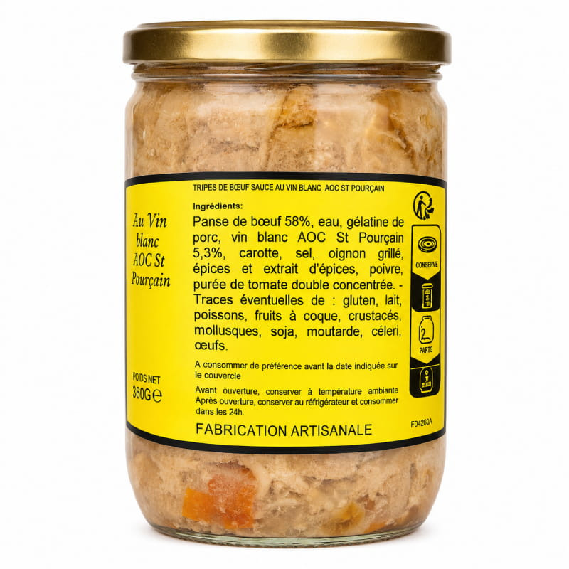 étiquette tripes au vin blanc de Saint Pourçain