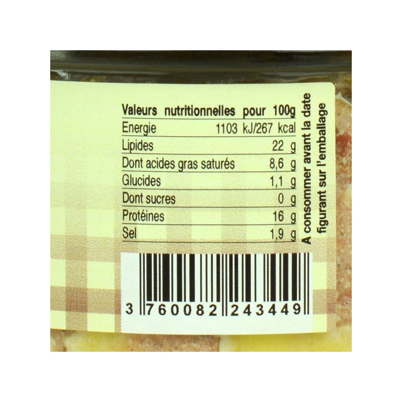 L'authentique pâté du Quercy 20% foie gras - 180 gr