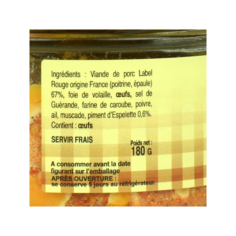 Pâté au piment d'Espelette - 180gr