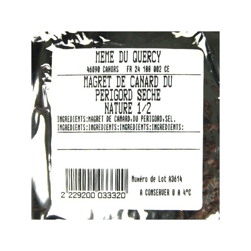 1/2 Magret de canard du Périgord séché nature - 130 gr