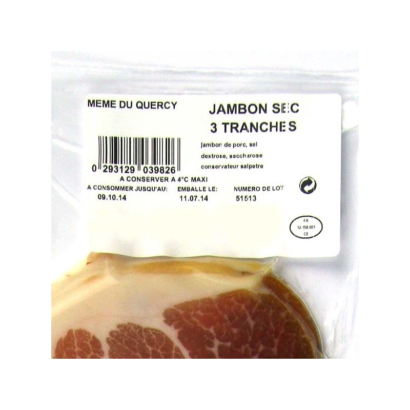 Jambon sec 3 tranches - env 200 g