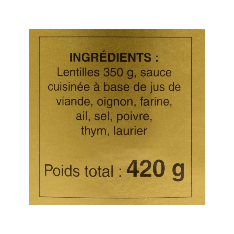 Lentilles cuisinées - 420 gr