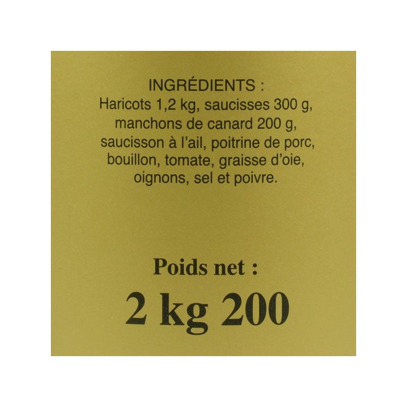 Cassoulet aux manchons de canard confits - 2200 gr