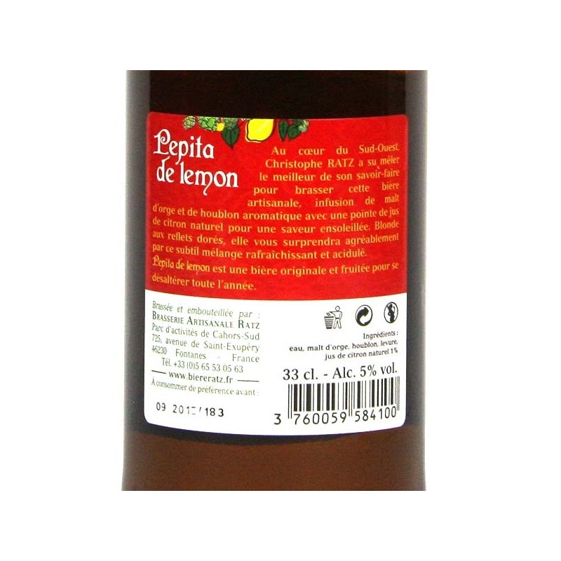 Bières RATZ Pepita de Lemon - 33 cl